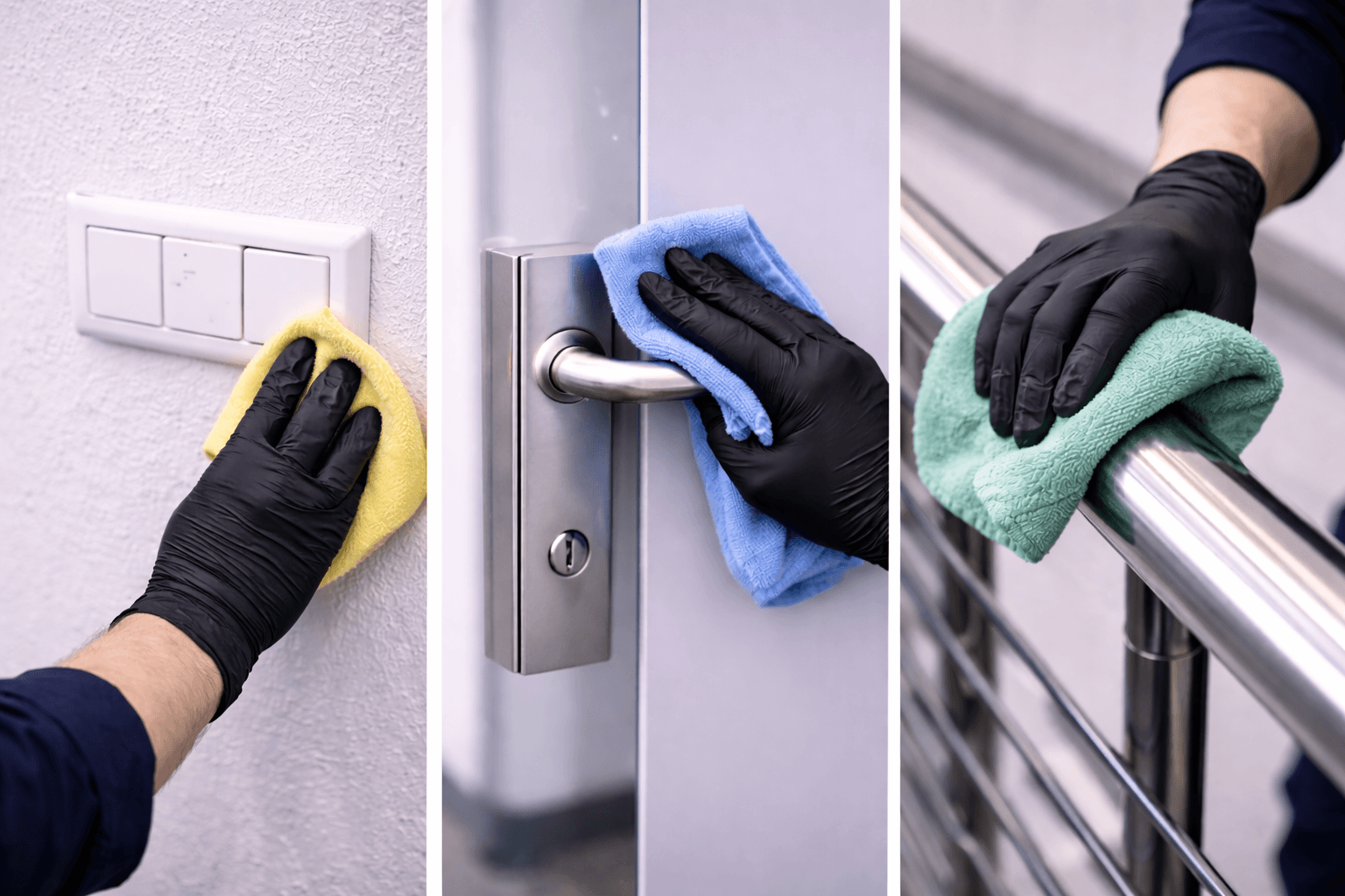 Reinigung von Lichtschaltern, Türklinken & Handläufen